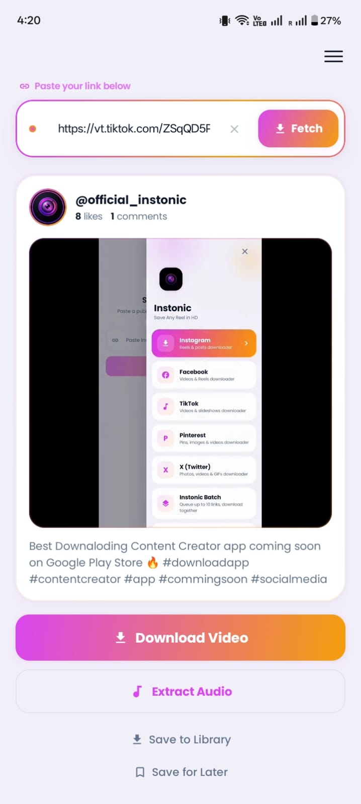 Auto Link Paste Popup Screen
