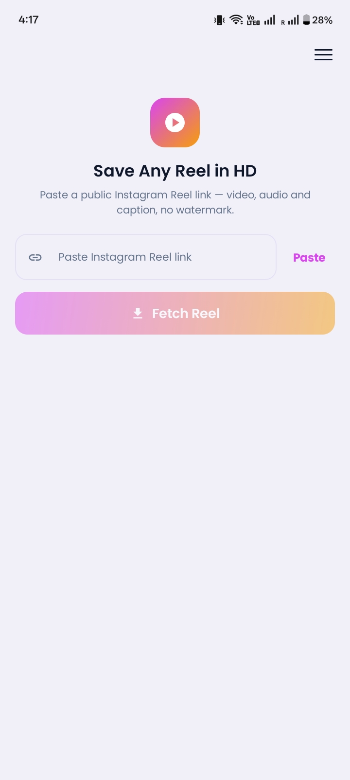 Instagram Reels Saver Screen