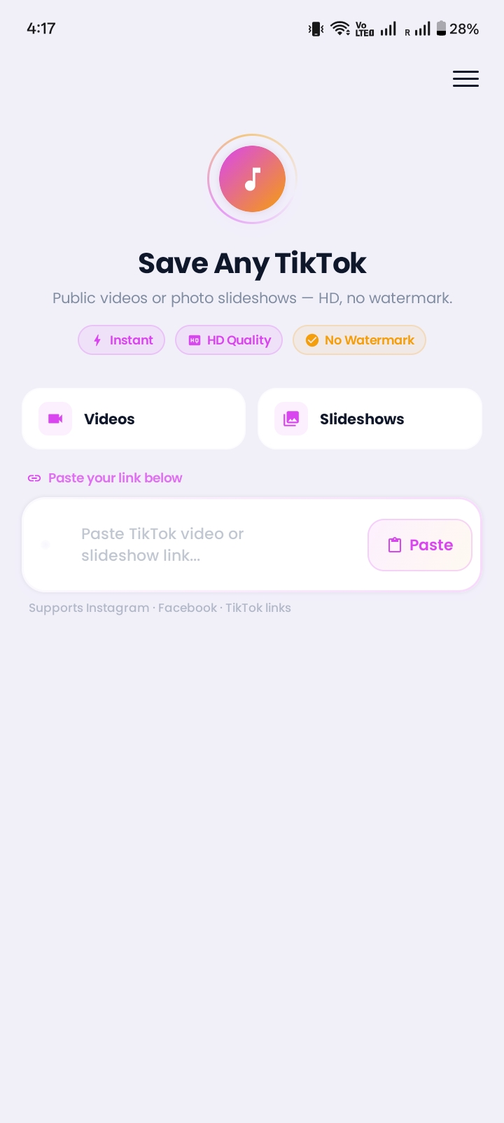 TikTok Watermark Remover Screen