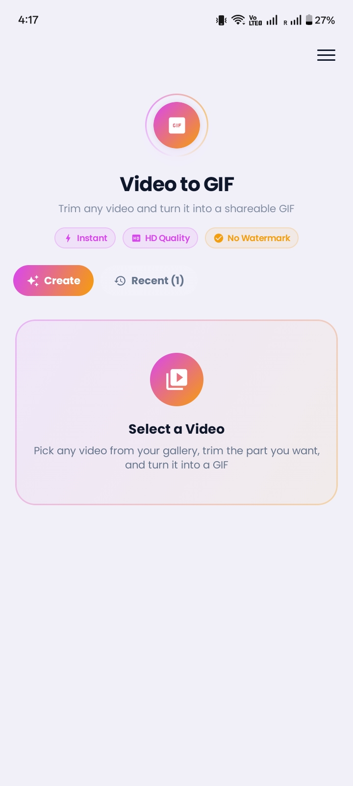Video to GIF Converter Screen