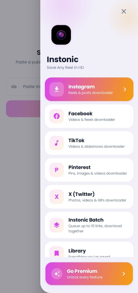 Instonic App Screenshot