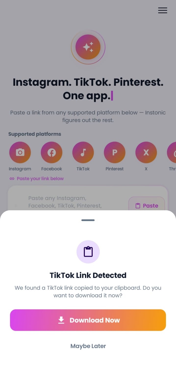 Instonic Android App Interface